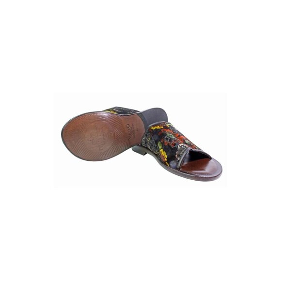 Floral Brown Italian Mens Leather Sandals Shoes main image 5